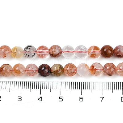 Natural Hematoid Quartz/Ferruginous Quartz Beads Strands G-U026-A09-6mm-1