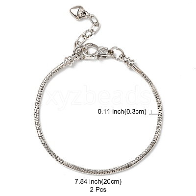2Pcs Brass European Style Bracelets For Jewelry Making KK-YW0001-55-1