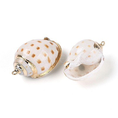 Electroplate Natural Spiral Shell Big Pendants SSHEL-N042-13-1