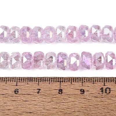 Electroplate Transparent Crackle Glass Beads Strands EGLA-Q135-01A-B05-1