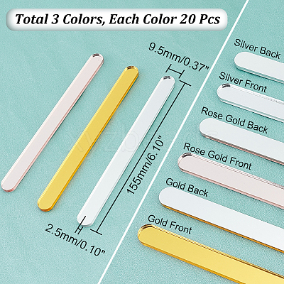 AHADEMAKER 60Pcs 3 Colors Reusable Acrylic Mirror Cakesicle Sticks DIY-GA0004-06-1