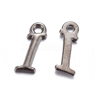 Gunmetal Plated Alloy Letter Pendants PALLOY-P097-03-I-1