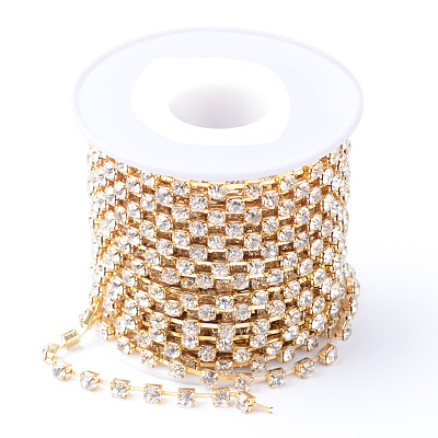 Brass Rhinestone Strass Chains CHC-T002-SS18-01C-1