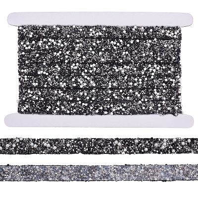 1 Roll Resin Rhinestone with Plastic Imitation Pearl Beaded Trim DIY-BC0015-57C-1