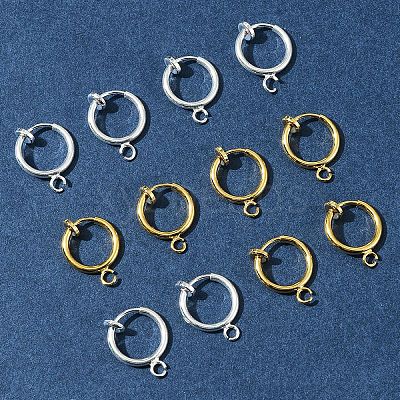 12Pcs 2 Colors Brass Clip-on Hoop Earring Findings KK-FS0001-48-1