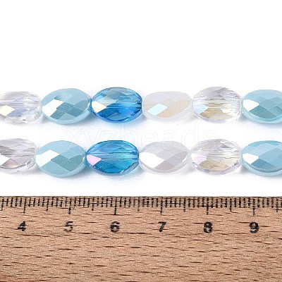 Electroplate Imitation Jade & Opaque & Transparent Glass Beads Strands EGLA-Q135-8x11MM-01D-1