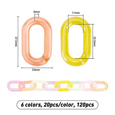 120 Pcs 6 Colors Transparent Acrylic Linking Rings TACR-OC0001-05-1