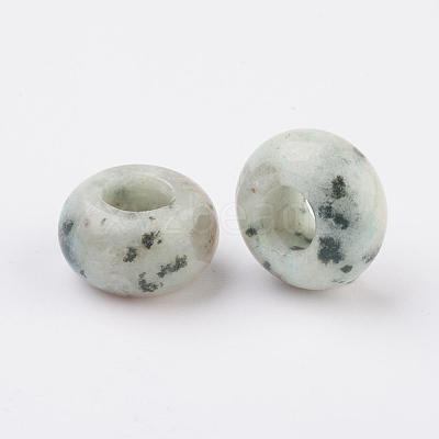 Natural Sesame Jasper/Kiwi Jasper European Beads G-G740-14x8mm-06-1