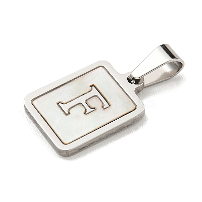 304 Stainless Steel Pave Natural White Shell Pendants STAS-S130-03P-F-1