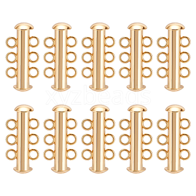 10Pcs Tube Brass Slide Lock Clasps KK-GA0002-44-1