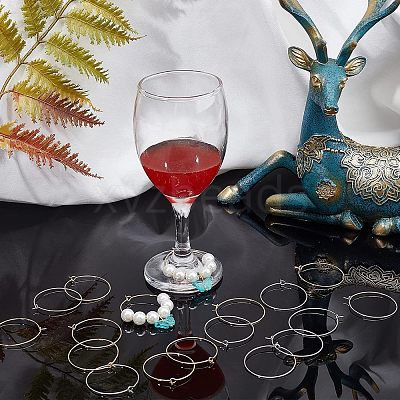 100Pcs 2 Colors 316 Surgical Stainless Steel Wine Glass Charms Rings STAS-UN0028-95B-1