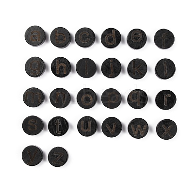 26Pcs 26 Style Flat Round with Letter Wooden Cabochons WOOD-WH0024-97-1