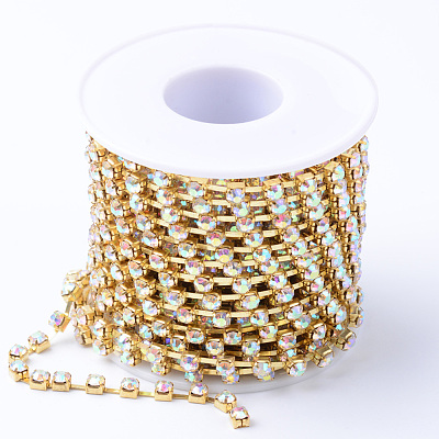 Brass Rhinestone Strass Chains CHC-T002-SS18-02C-1