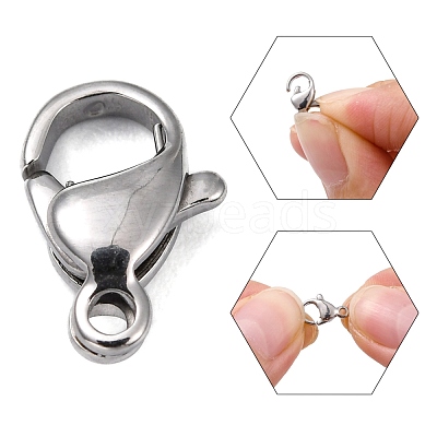 Tarnish Resistant Polished 316 Surgical Stainless Steel Lobster Claw Clasps X-STAS-R072-11A-1