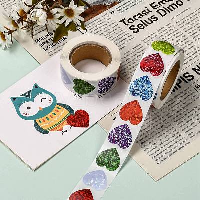 Heart Shaped Stickers Roll X-DIY-K027-A16-1