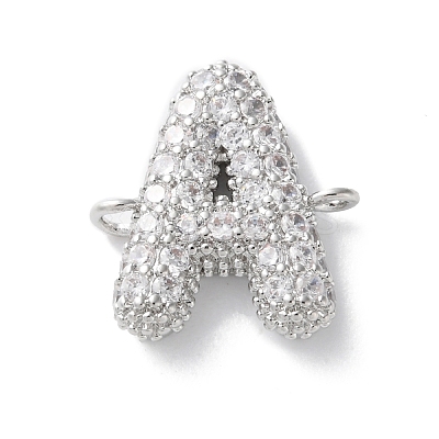 Brass Micro Pave Cubic Zirconia Letter Links KK-I717-04A-P-1