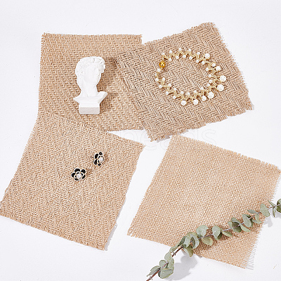 12Pcs 4 Style Square Jute Braided Mats AJEW-DR0001-12-1