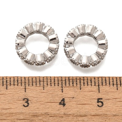 Brass Micro Pave Clear Cubic Zirconia European Beads KK-H508-23B-P-1