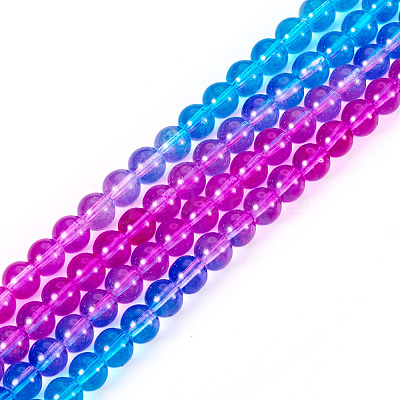 2 Strands Baking Paint Transparent Glass Beads DGLA-TA0001-20D-1