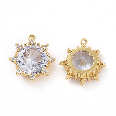 Brass Micro Pave Clear Cubic Zirconia Pendants ZIRC-F133-07G-1