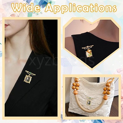 2Pcs 2 Styles Square & Rectangle with Flower Alloy ABS Imitation Pearl Brooch JEWB-CJ0001-92-1