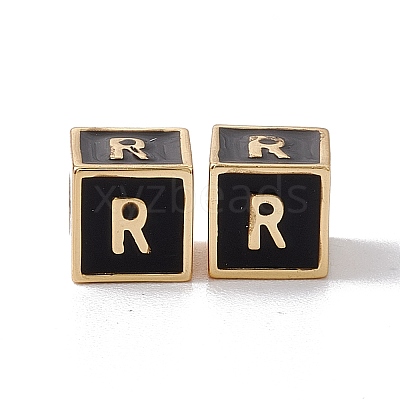 Rack Plating Brass Enamel Beads KK-B060-04G-01R-1