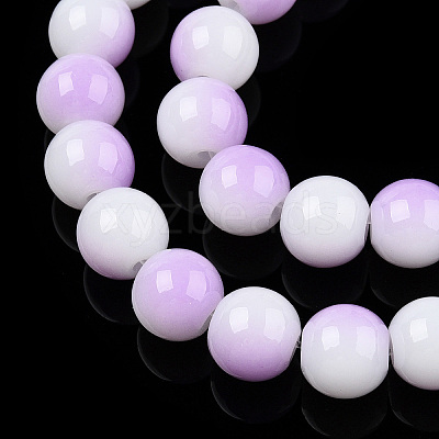 Two Tone Opaque Baking Paint Glass Beads Strands DGLA-Q027-8mm-02-1