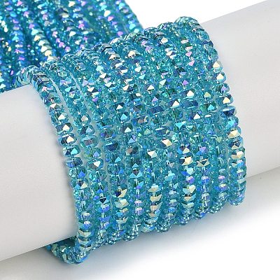 Electroplate Glass Beads Strands GLAA-Q105-03G-1