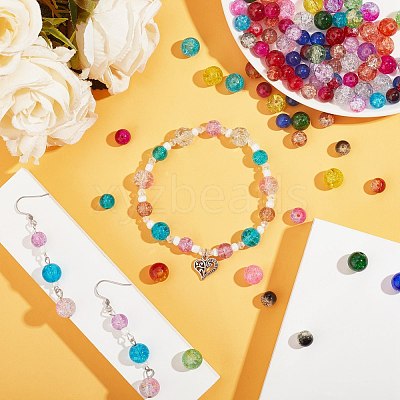 Spray Painted Transparent Crackle Glass Beads Strands CCG-X0005-10mm-B-1