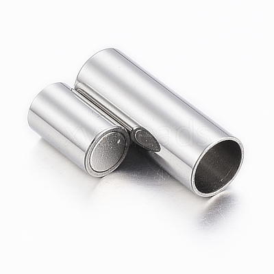 Tarnish Resistant Smooth 304 Stainless Steel Magnetic Clasps with Glue-in Ends STAS-H402-21P-4mm-1