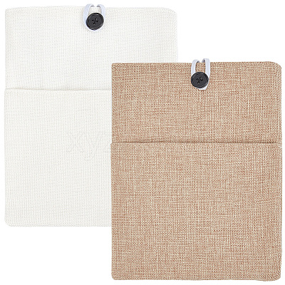 2Pcs 2 Colors Cotton & Linen Book Sleeve with Button & Front Pocket ABAG-CP0001-12-1