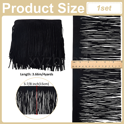 Faux Suede Fabric Tassel Ribbons OCOR-WH0109-110A-1