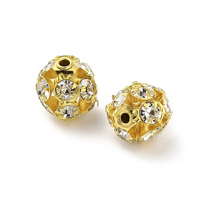 10mm Brass Rhinestone Beads X1-KK-S519-01C-02G-1