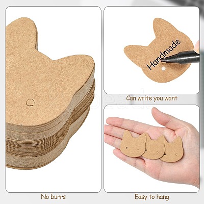 50Pcs Cat Shape Kraft Paper Earring Cards CDIS-CJ0001-02-1