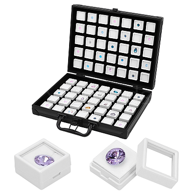 70-Slot Rectangle Aluminium Alloy Covered with Velvet Jewelry Organizer Handled Display Cases CON-WH0089-193B-1