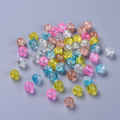 Baking Paint Crackle Glass Beads DGLA-X0006-6mm-13-1
