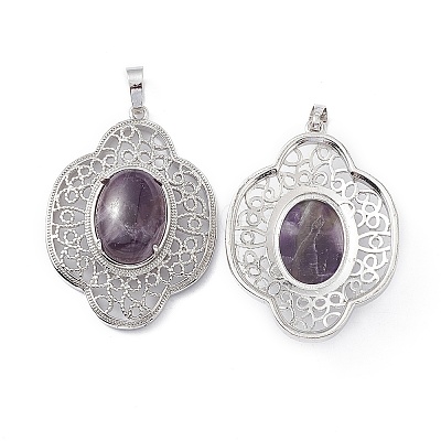 Natural Amethyst Pendants G-P492-01P-07-1