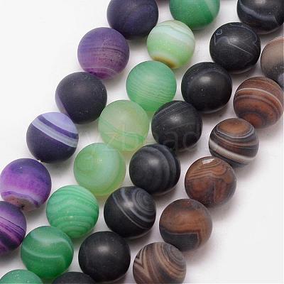 Natural Striped Agate/Banded Agate Bead Strands G-K166-12-6mm-1