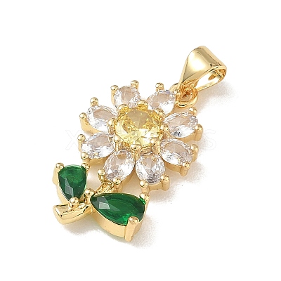 Brass Green Cubic Zirconia Pendants KK-A303-07B-G-1
