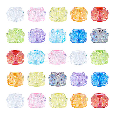 100Pcs UV Plating Transparent Acrylic European Beads TACR-TA0001-93A-1