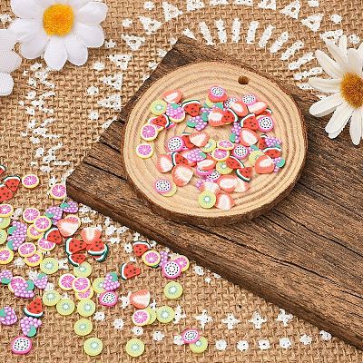 1800Pcs 6 Style Fruit Theme Handmade Polymer Clay Cabochons CLAY-YW0001-22-1