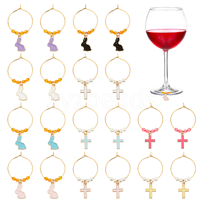 Alloy Enamel Wine Glass Charms AJEW-AB00152-1