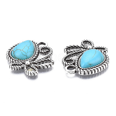 Synthetic Turquoise Pendants Settings for Enamel PALLOY-N157-030-1