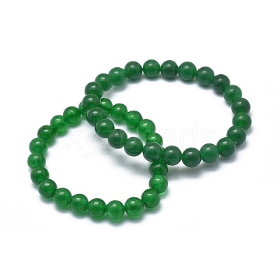 Natural Malaysia Jade(Dyed) Bead Stretch Bracelets BJEW-K212-C-013-1
