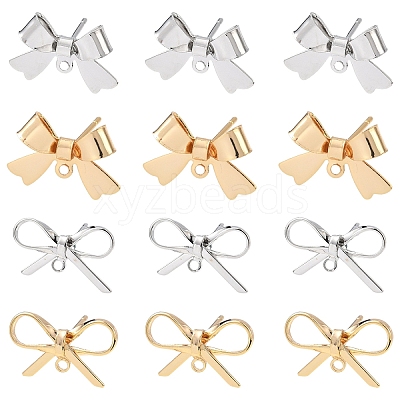 16Pcs 4 Styles Brass Stud Earring Findings KK-YW0002-95-1
