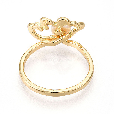 Flower Brass Finger Rings RJEW-N049-01G-1