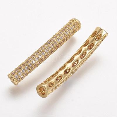 Brass Micro Pave Cubic Zirconia Tube Beads ZIRC-N025-60G-1