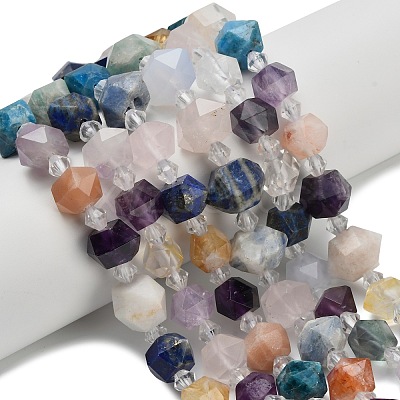 Natural Rose Quartz & Amethyst & Lapis Lazuli & Amazonite & Apatite & Sunstone & Moonstone Beads Strands G-L642-D03-01-1