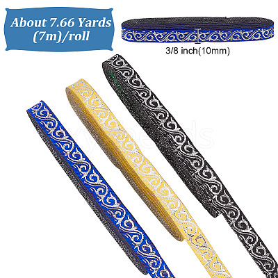 3 Rolls 3 Colors Polyester Floral Ribbon OCOR-HY0001-09A-1
