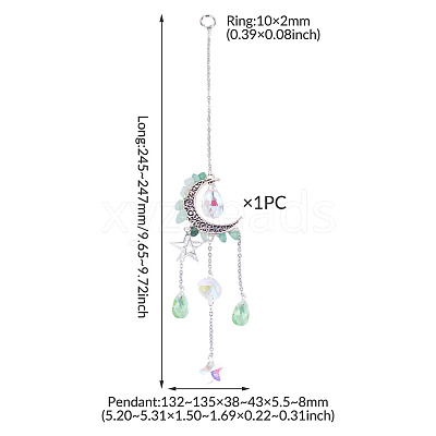 Moon & Star Alloy Hanging Ornaments HJEW-TADJ0023-1